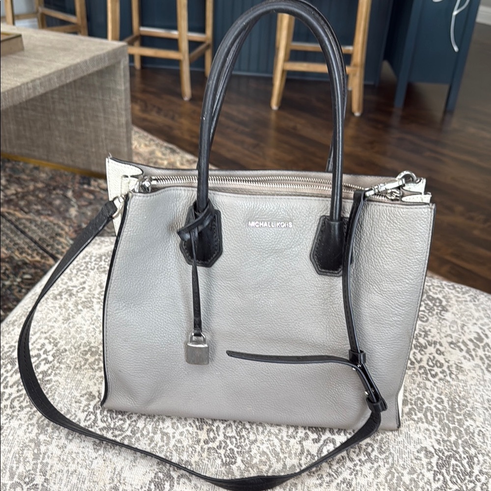 Michael Kors Gray Leather Tote Bag